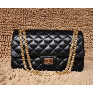 A30226 Chanel Classic Flap Borse Pelle Di Agnello Nero Con Oro H