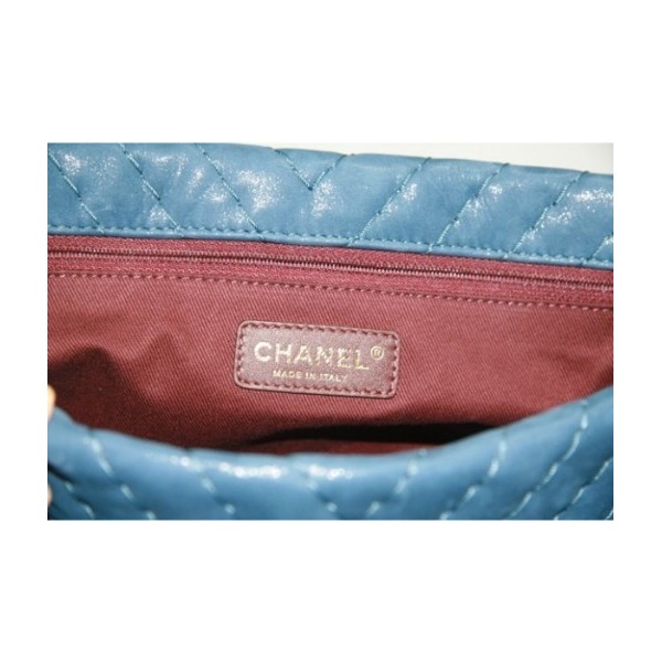 A50676 Chanel Classic Flap Borse Iridescente Blu Con Oro Hw