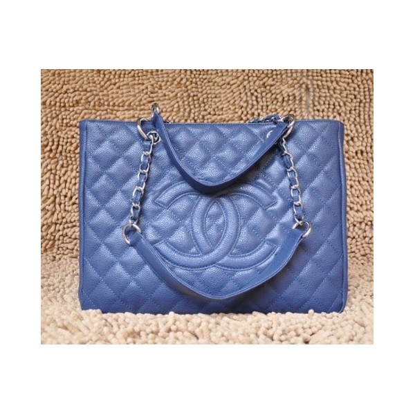 Blu Chanel A20995 Gst Classic Tote Grano Argento Hw