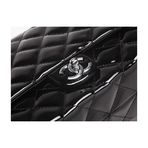 Borse Chanel 65051 Nero Vernice Flap Clutch In Pelle Di Vitello