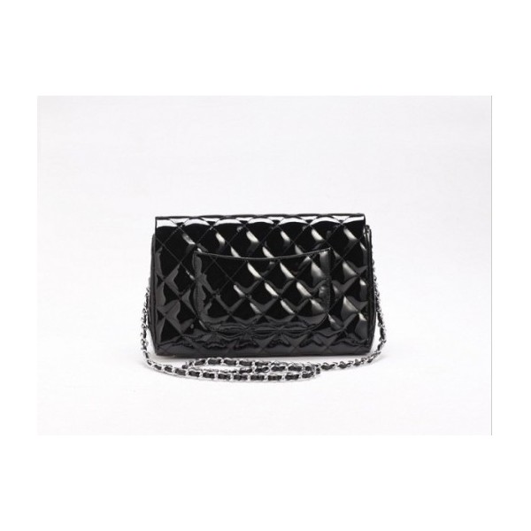 Borse Chanel 65051 Nero Vernice Flap Clutch In Pelle Di Vitello