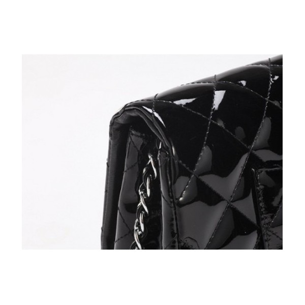 Borse Chanel 65051 Nero Vernice Flap Clutch In Pelle Di Vitello