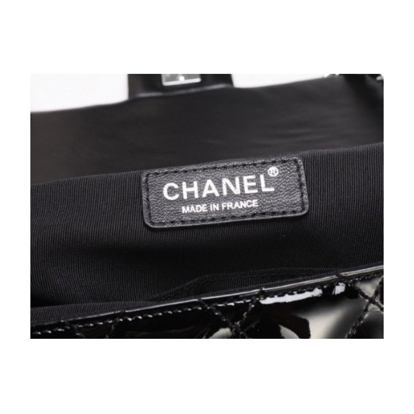 Borse Chanel 65051 Nero Vernice Flap Clutch In Pelle Di Vitello