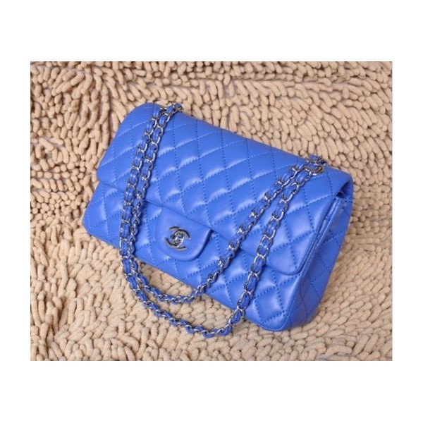 Borse Chanel A01112 Blue Classic Flap Pelle Di Agnello Con Shw