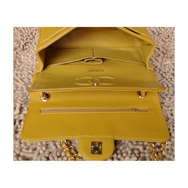 Borse Chanel A01112 Caviar Leather Flap Classic Giallo Con Ghw