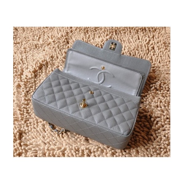 Borse Chanel A01112 Caviar Leather Flap Grigio Con Ghw Classico