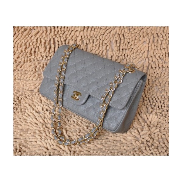 Borse Chanel A01112 Caviar Leather Flap Grigio Con Ghw Classico