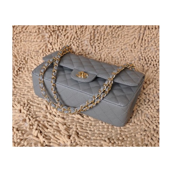 Borse Chanel A01112 Caviar Leather Flap Grigio Con Ghw Classico