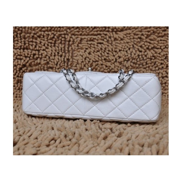 Borse Chanel A28600 Bianco Flap Pelle Di Agnello Con Silver Hw J