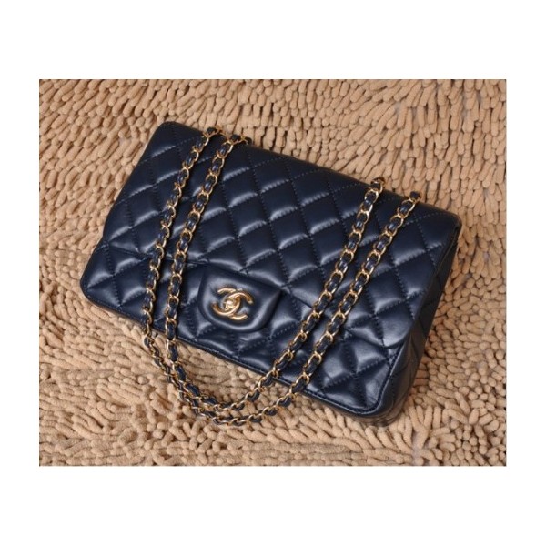 Borse Chanel A28600 Navy Blue Flap Pelle Di Agnello Classic Con