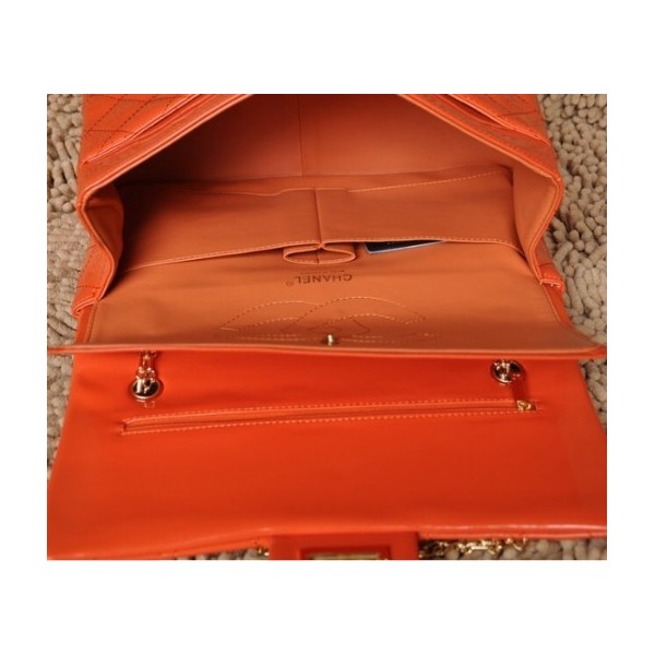 Borse Chanel A30227 Arancione Flap In Pelle Di Brevetto Con Lor