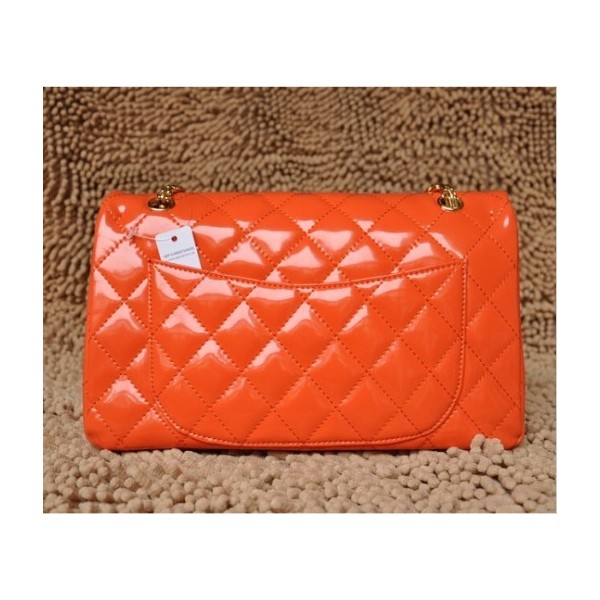 Borse Chanel A30227 Arancione Flap In Pelle Di Brevetto Con Lor