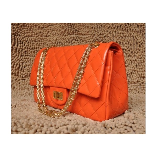 Borse Chanel A30227 Arancione Flap In Pelle Di Brevetto Con Lor