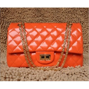 Borse Chanel A30227 Arancione Flap In Pelle Di Brevetto Con Lor