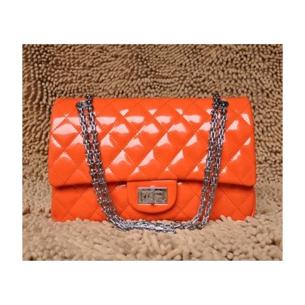 Borse Chanel A30227 Classic Patent Leather Flap Con Shw Arancion