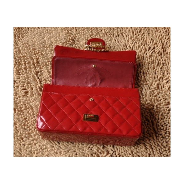 Borse Chanel A30227 Red Patent Leather Flap Con Oro Hw