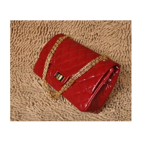 Borse Chanel A30227 Red Patent Leather Flap Con Oro Hw