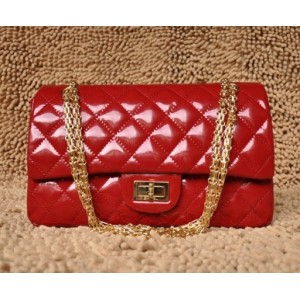 Borse Chanel A30227 Red Patent Leather Flap Con Oro Hw