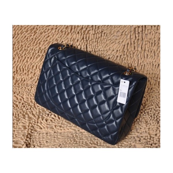 Borse Chanel A47600 Navy Blue Flap Agnello Classic Con Ghw