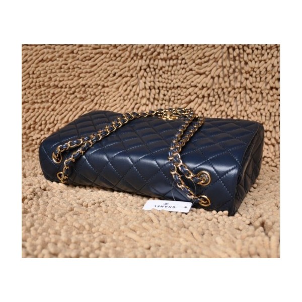 Borse Chanel A47600 Navy Blue Flap Agnello Classic Con Ghw