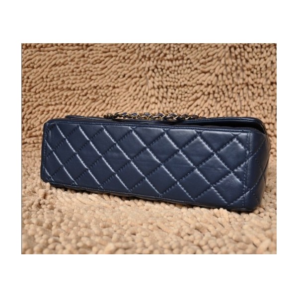 Borse Chanel A47600 Navy Blue Flap Agnello Classic Con Ghw