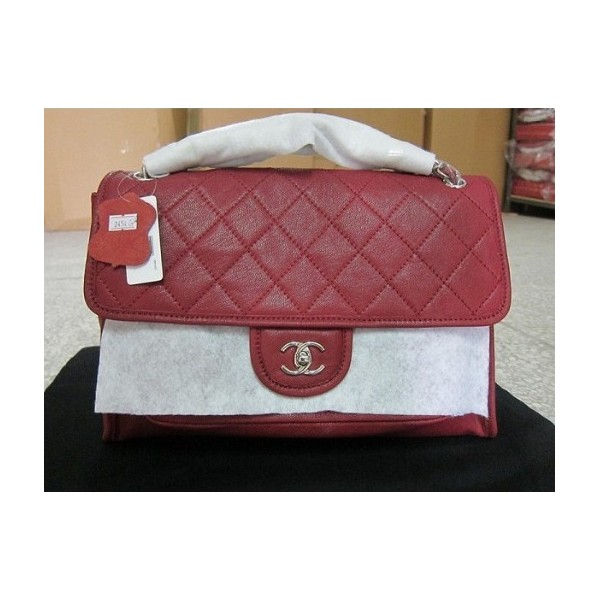 Borse Chanel A48868 Classic Rosso Di Vitello Con Silver Hw