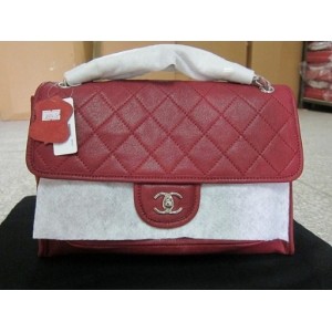 Borse Chanel A48868 Classic Rosso Di Vitello Con Silver Hw