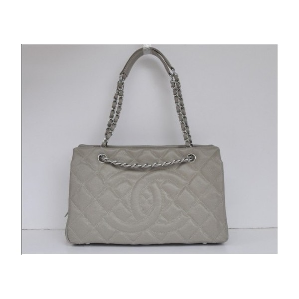 Borse Chanel A50755 Caviar Leather Con Silver Hw Grigio