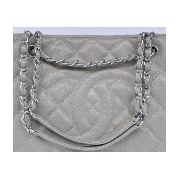 Borse Chanel A50755 Caviar Leather Con Silver Hw Grigio