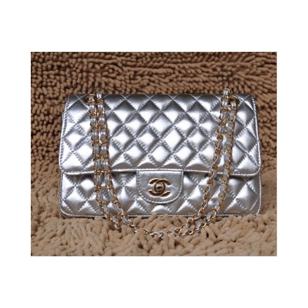 Borse Chanel Flap A01112 Agnello In Argento Con Hardware Oro