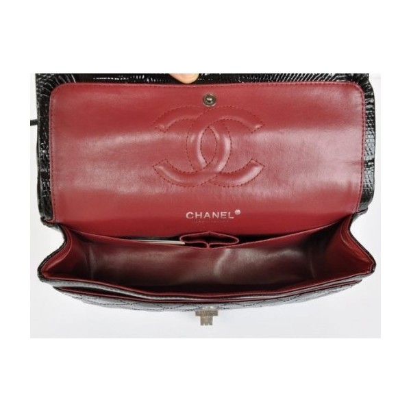 Borse Chanel Flap A01112 In Pelle Lizard Vene Con Shw Nero