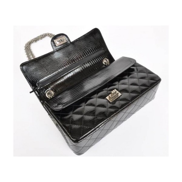 Borse Chanel Flap A01112 In Pelle Lizard Vene Con Shw Nero