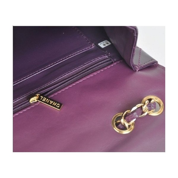 Borse Chanel Flap A28600 In Vernice Viola Con Oro Hw