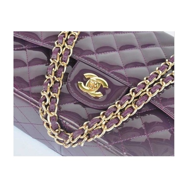 Borse Chanel Flap A28600 In Vernice Viola Con Oro Hw
