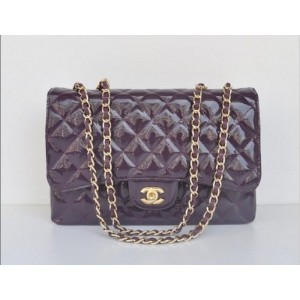 Borse Chanel Flap A28600 In Vernice Viola Con Oro Hw