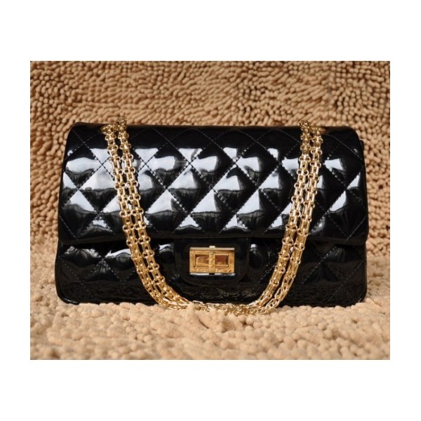 Borse Chanel Flap A30227 In Vernice Nera Con Oro Hw