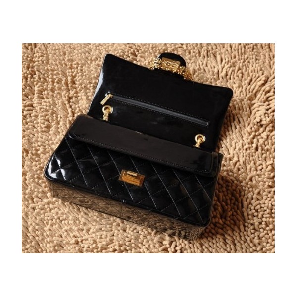 Borse Chanel Flap A30227 In Vernice Nera Con Oro Hw