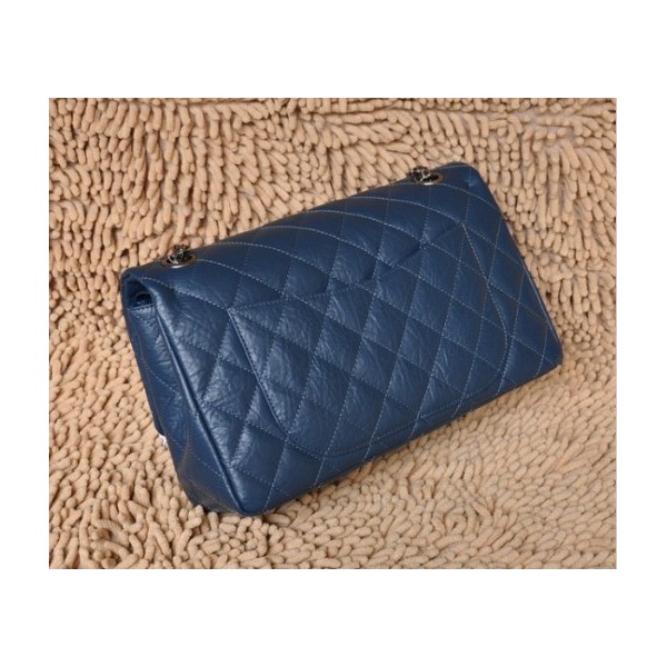 Borse Chanel Flap A37587 In Pelle Di Vitello Blu Con Argento Hw