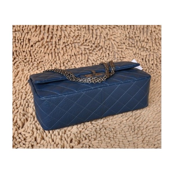 Borse Chanel Flap A37587 In Pelle Di Vitello Blu Con Argento Hw