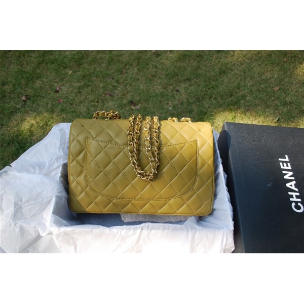 Borse Chanel Flap Agnello Khaki 2011 Con Hardware Oro