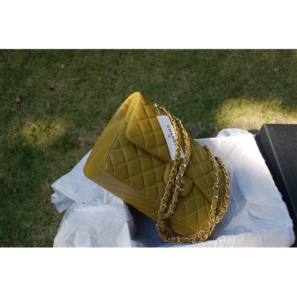 Borse Chanel Flap Agnello Khaki 2011 Con Hardware Oro