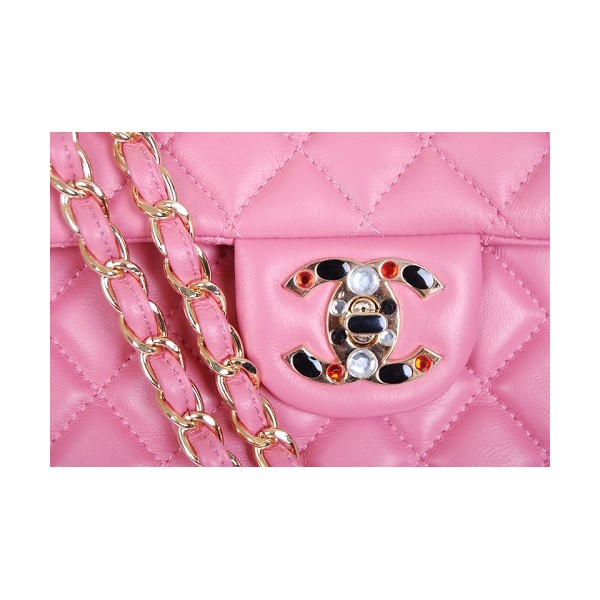 Borse Chanel Flap In Pelle Di Agnello Rosa Con 49366 Lussuosa D