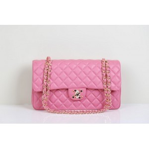 Borse Chanel Flap In Pelle Di Agnello Rosa Con 49366 Lussuosa D