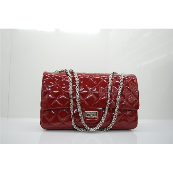 Chanel 2011 Borse Flap In Pelle Di Vitello Maroon Patent Doppia