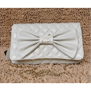 Chanel 2011 Borse Nuovi Flap Agnello Bianco Con Dettaglio Tie