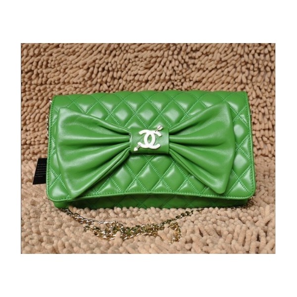 Chanel 2011 Borse Nuovi Flap Agnello Verde Con Dettagli Tie
