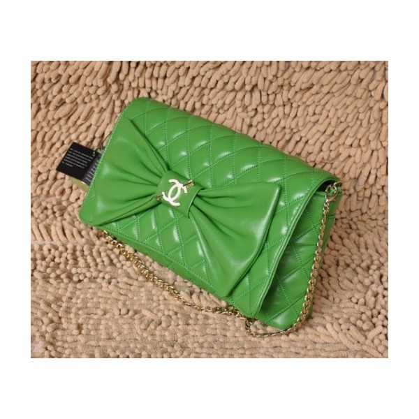 Chanel 2011 Borse Nuovi Flap Agnello Verde Con Dettagli Tie