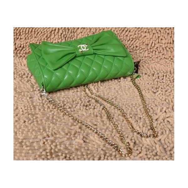 Chanel 2011 Borse Nuovi Flap Agnello Verde Con Dettagli Tie