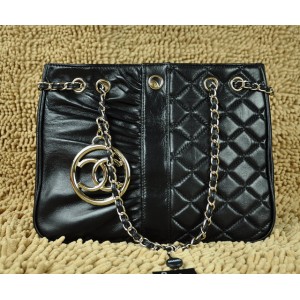 Chanel 2011 Borse Pelle Di Agnello Nero Con Grande Logo Doppia C