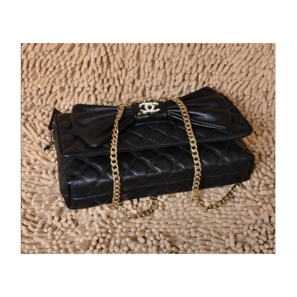 Chanel 2011 Classic Lembo Tie Borsa Agnello Nero E Dettagli